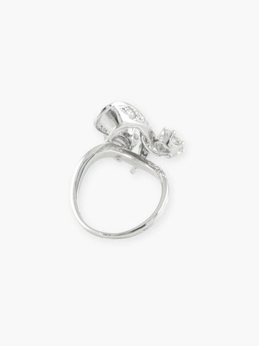 Bague 54.5 Bague « Ruban » ajourée pavée en or blanc 18 carats et diamants 58 Facettes 120042