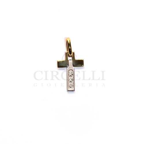 Pendentif Croix bicolore - Pendentif en or 18k et diamant 58 Facettes 47297975