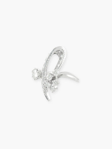 Bague 54.5 Bague « Ruban » ajourée pavée en or blanc 18 carats et diamants 58 Facettes 120042