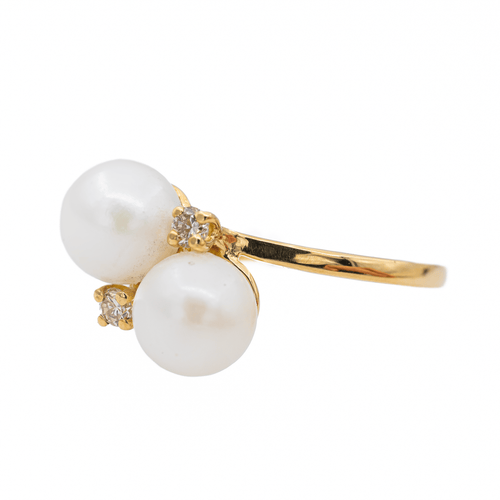 Bague 58 Bague Toi & Moi Or jaune Perle, Diamant 58 Facettes 3105054CN