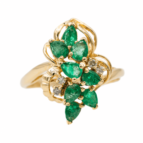 Bague 56 Bague Or jaune Emeraude, Diamant 58 Facettes 3105059CN