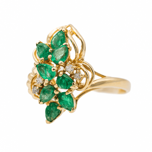 Bague 56 Bague Or jaune Emeraude, Diamant 58 Facettes 3105059CN