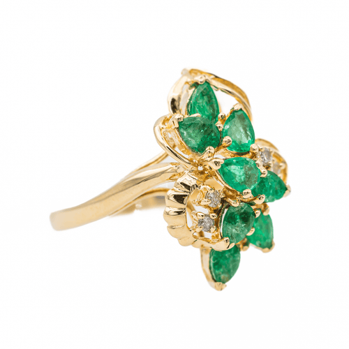 Bague 56 Bague Or jaune Emeraude, Diamant 58 Facettes 3105059CN