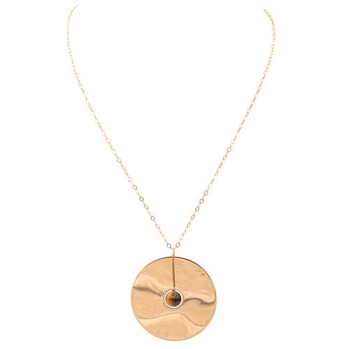 Collier Collier motif Pi en or rose 18 carats avec œil-de-tigre 58 Facettes 3105959CN