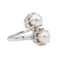 Bague 47 Bague toi et moi en or blanc 18 carats, perles et diamants 58 Facettes 3110014CN