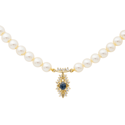 Collier Collier de perles de culture en or jaune 18 carats, saphir et diamants 58 Facettes 3116109RV