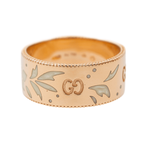 Bague 59 Gucci Icon Blossom - Bague en or rose 18 carats émaillée 58 Facettes 3118039CN