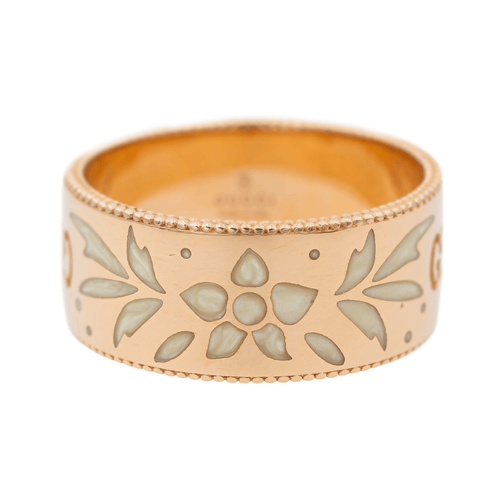Bague 59 Gucci Icon Blossom - Bague en or rose 18 carats émaillée 58 Facettes 3118039CN