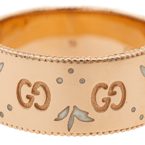 Bague 59 Gucci Icon Blossom - Bague en or rose 18 carats émaillée 58 Facettes 3118039CN