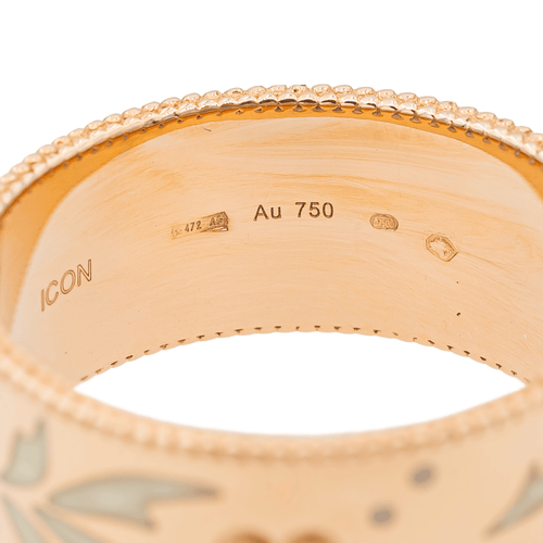 Bague 59 Gucci Icon Blossom - Bague en or rose 18 carats émaillée 58 Facettes 3118039CN