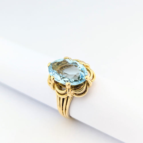 Bague 57 Bague en or jaune 18 carats et aigue-marine 58 Facettes 31220