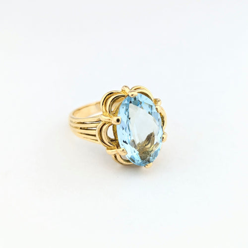 Bague 57 Bague en or jaune 18 carats et aigue-marine 58 Facettes 31220