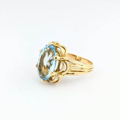 Bague 57 Bague en or jaune 18 carats et aigue-marine 58 Facettes 31220