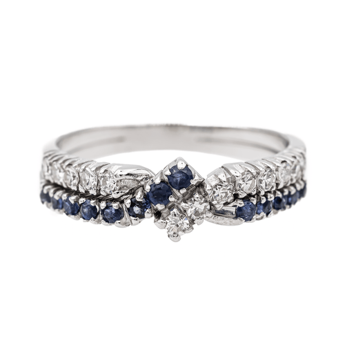 Bague 54 Bague Or blanc Saphir, Diamant 58 Facettes 3124049CN