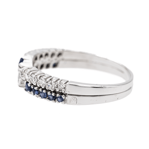 Bague 54 Bague Or blanc Saphir, Diamant 58 Facettes 3124049CN