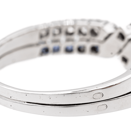 Bague 56 Bague en or blanc 18 carats avec saphirs et diamants 58 Facettes 3124049CN