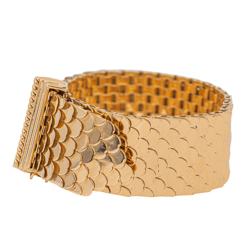 Bracelet Bracelet manchette motif écailles en or jaune 18 carats 58 Facettes 3132889RV