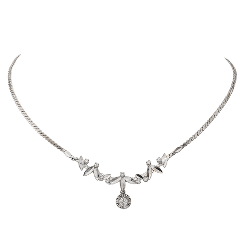 Collier Collier feuille en or blanc 18 carats et diamants 58 Facettes 3132893RV