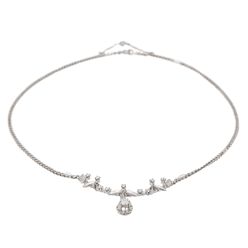 Collier Collier feuille en or blanc 18 carats et diamants 58 Facettes 3132893RV