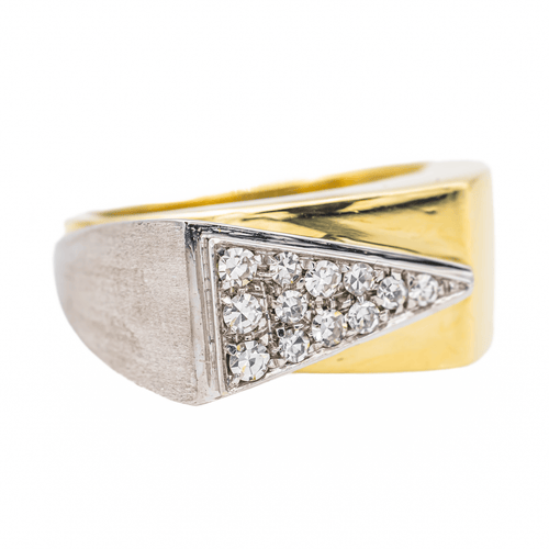 Bague 54 Bague pavée de diamants en or jaune et or blanc 18 carats 58 Facettes 3141366RV