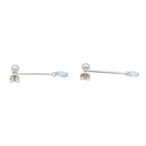 Boucles d'oreilles Boucles d'oreilles pendantes en or blanc 18 carats et aigues-marines 58 Facettes 3145033CN