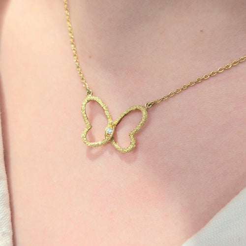 Collier Collier papillon en or jaune 18 carats et diamant 58 Facettes 31487
