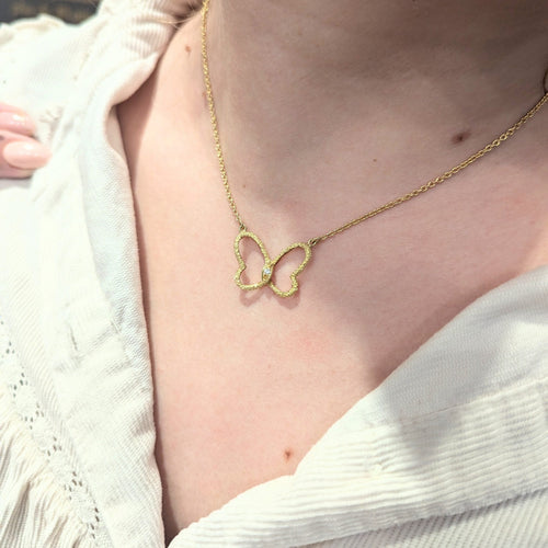 Collier Collier papillon en or jaune 18 carats et diamant 58 Facettes 31487