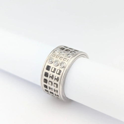 Bague 59 Gucci Large Scroll - Bague en or blanc et diamants 58 Facettes 31501