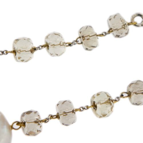 Boucles d'oreilles Boucles d’oreilles pendantes en or jaune 18 ct, quartz fumé et perles 58 Facettes 31650