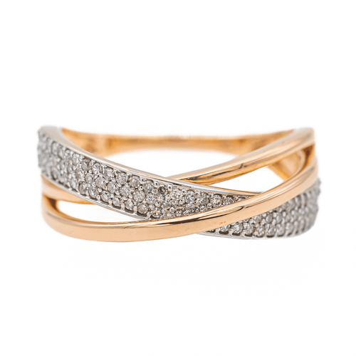 Bague 54 Bague pavée de diamants en or rose 18 carats 58 Facettes 3167513CN