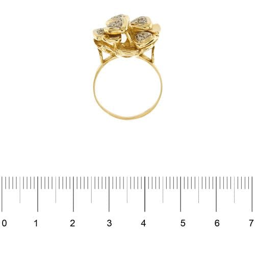Bague 54 Bague fleur en or jaune 18 ct et diamants 58 Facettes 31805