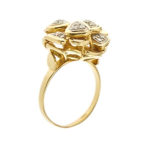 Bague 54 Bague fleur en or jaune 18 ct et diamants 58 Facettes 31805