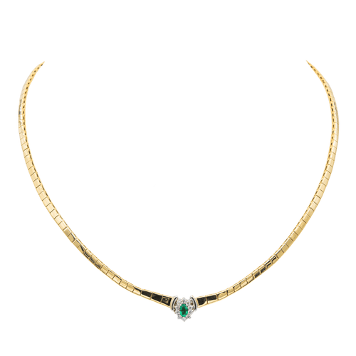 Collier Collier Or jaune, Or blanc Emeraude, Diamant 58 Facettes 3182200CN