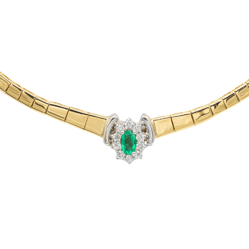 Collier Collier Or jaune, Or blanc Emeraude, Diamant 58 Facettes 3182200CN