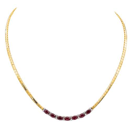 Collier Collier en or jaune et or blanc 18 carats rubis et diamants 58 Facettes 3182204CN