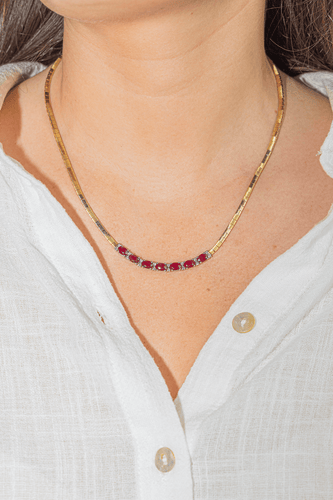 Collier Collier Or jaune, Or blanc Rubis, Diamant 58 Facettes 3182204CN