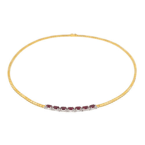 Collier Collier en or jaune et or blanc 18 carats rubis et diamants 58 Facettes 3182204CN