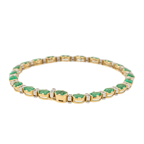 Bracelet Bracelet en or jaune et or blanc 18 carats avec émeraudes et diamants 58 Facettes 3182205CN