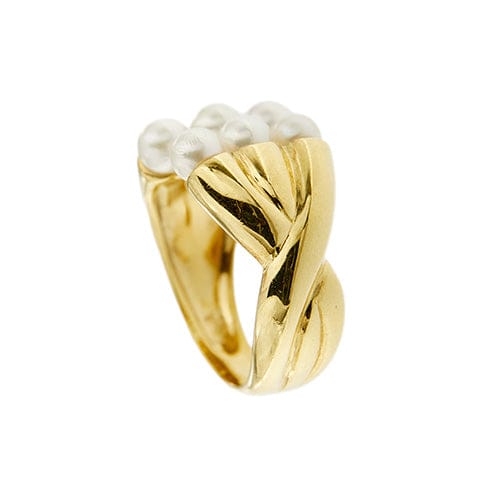 Bague Bague à perles en or jaune 18 ct 58 Facettes 31844