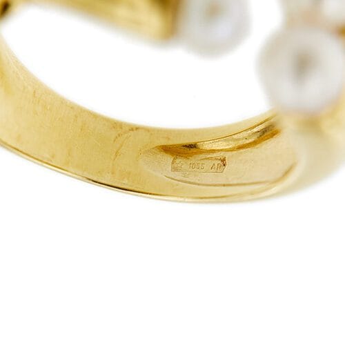 Bague Bague à perles en or jaune 18 ct 58 Facettes 31844