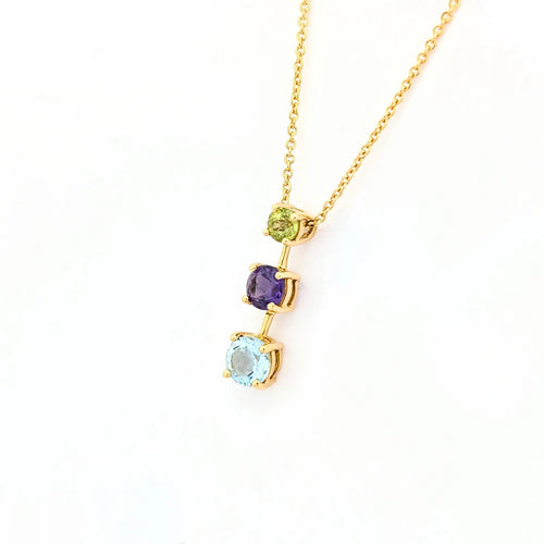 Collier Collier en or jaune 18 carats avec aigue-marine, améthyste et péridot 58 Facettes 31899