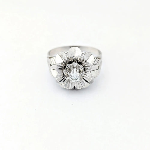 Bague 54 Bague florale en or blanc 18 carats et diamants 58 Facettes 32109