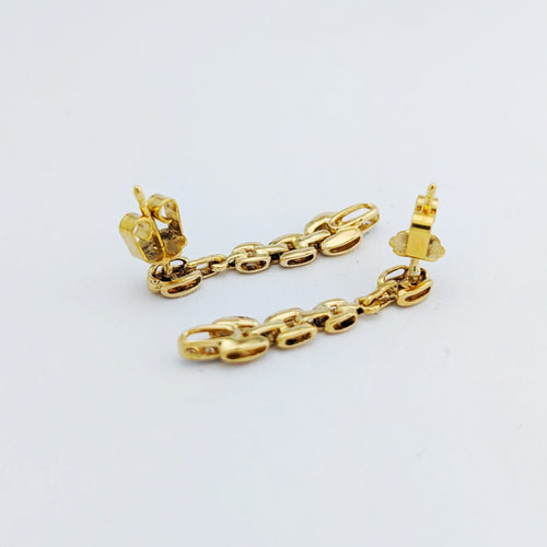 Boucles d'oreilles Boucles d'oreilles maillon en or jaune 18 carats et diamants 58 Facettes 32180