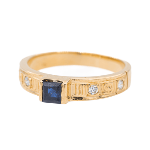 Bague 51 Bague en or rose 18 carats avec saphir et diamants 58 Facettes 3218748CN