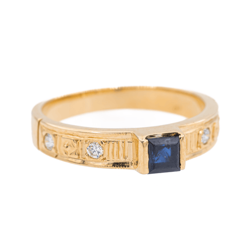 Bague 51 Bague en or rose 18 carats avec saphir et diamants 58 Facettes 3218748CN