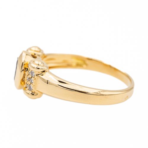 Bague 58 Bague rétro en or jaune 18 carats avec saphir et diamants 58 Facettes 3221903CN