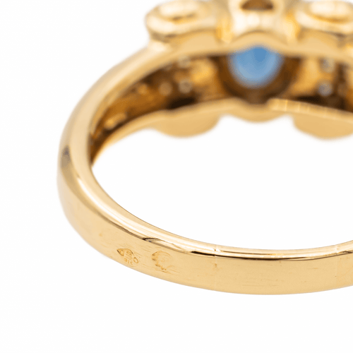 Bague 58 Bague rétro en or jaune 18 carats avec saphir et diamants 58 Facettes 3221903CN
