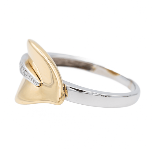 Bague 61 Bague feuille en or blanc et or jaune 18 carats, diamants 58 Facettes 3221913CN