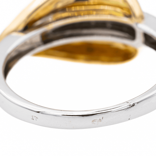 Bague 61 Bague feuille en or blanc et or jaune 18 carats, diamants 58 Facettes 3221913CN