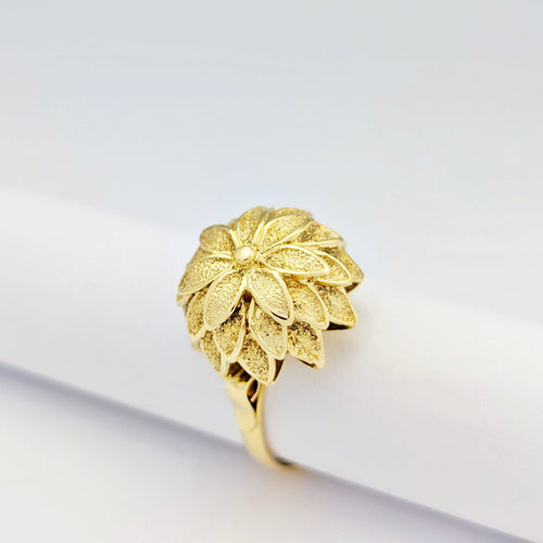 Bague 55.5 Bague florale ancienne en or jaune 18 carats 58 Facettes 32239